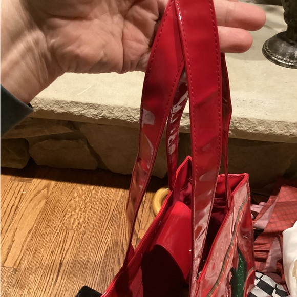 VINTAGE RED PATENT LEATHER SCOTTY DOGS HOLIDAY TOTE BAG - Picture 12 of 16